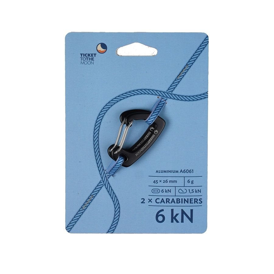 Ticket To The Moon Pair of Aluminium AL-7075 lightweight carabiner in blister (600 Kg - 6 KN) - Reisartikelen-nl