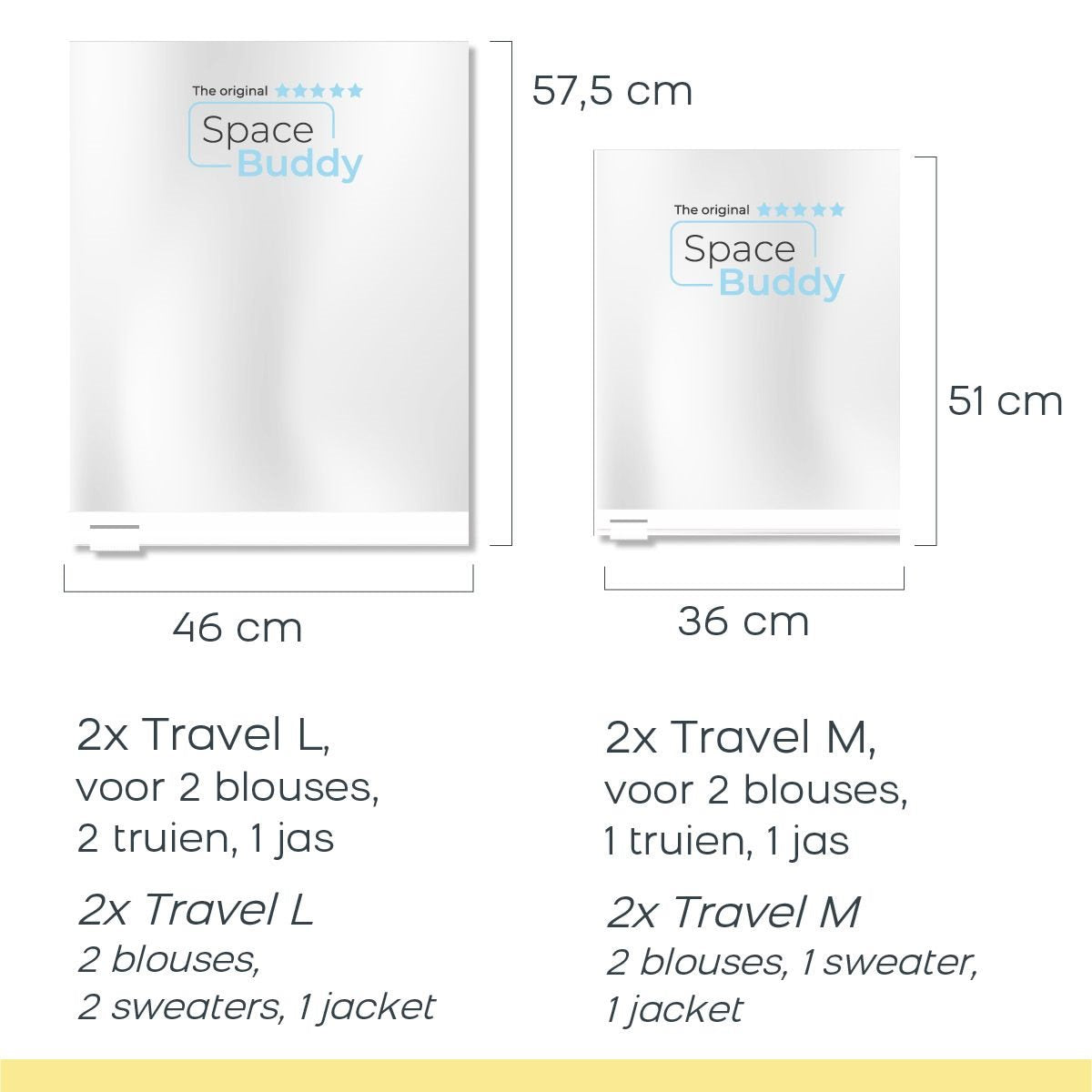 Space Buddy Vacuümzakken - 4-delige set - 9L - Transparant Vacuumzakken - Reisartikelen-nl