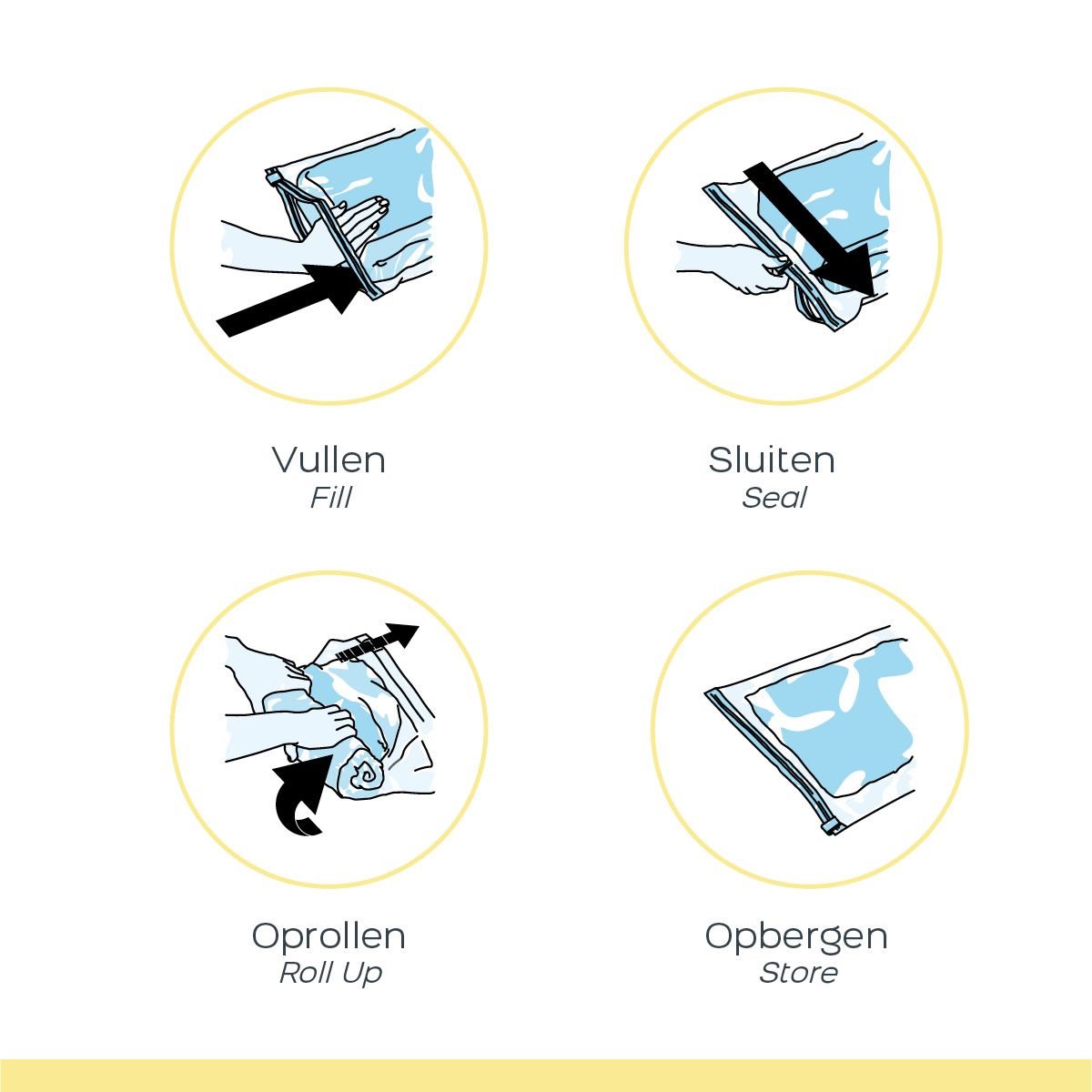 Space Buddy Vacuümzakken - 4-delige set - 9L - Transparant Vacuumzakken - Reisartikelen-nl