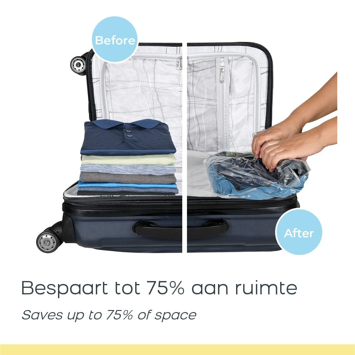 Space Buddy Vacuümzakken - 4-delige set - 9L - Transparant Vacuumzakken - Reisartikelen-nl