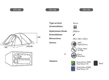 Summit 2 Persoons Double Skin Dome Tent - Slate Grey Tent - Reisartikelen-nl