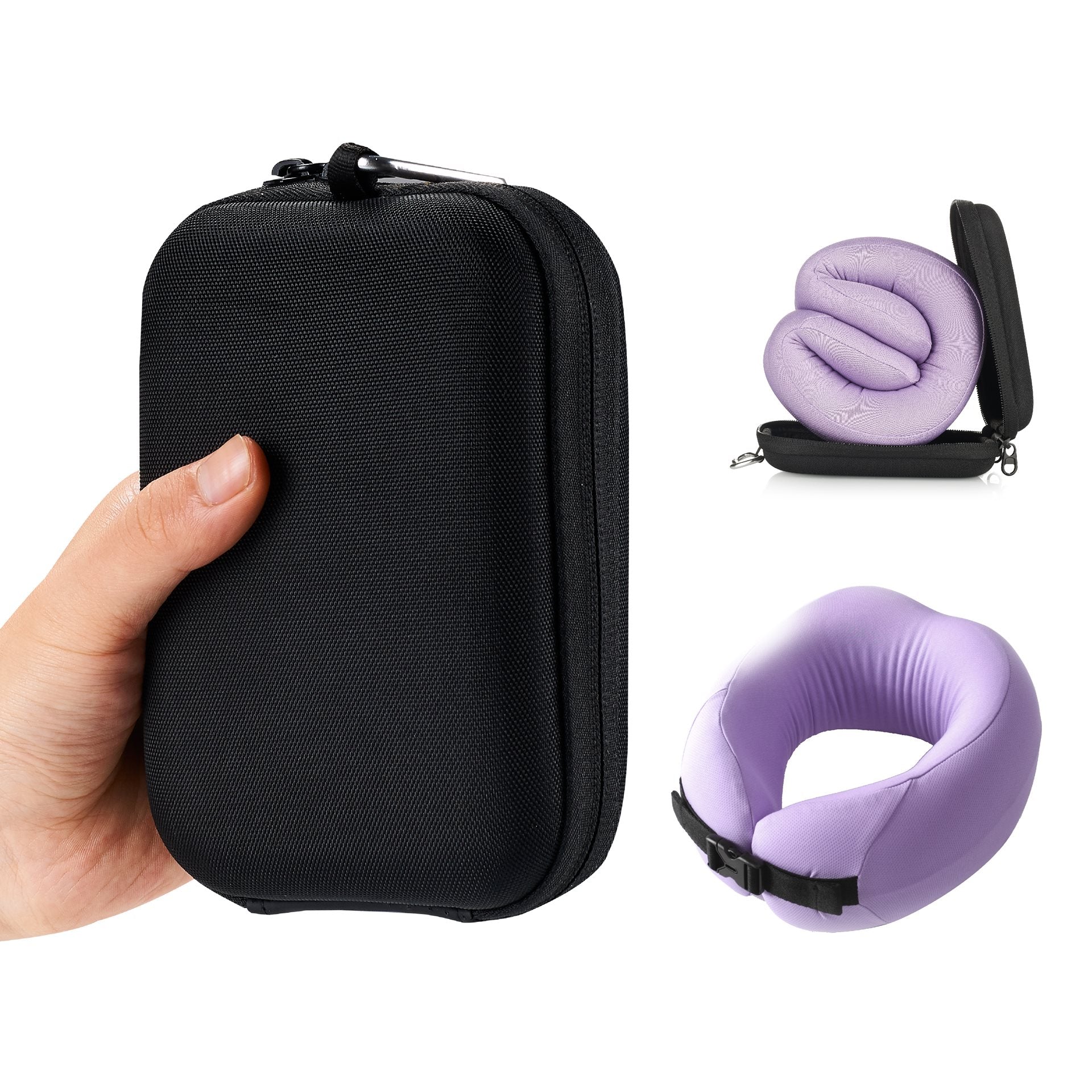 PocketPillow Easynap Travel Basic Slim met Meeneem Case - Opvouwbaar Nekkussen - Lavender Nekkussen - Reisartikelen-nl