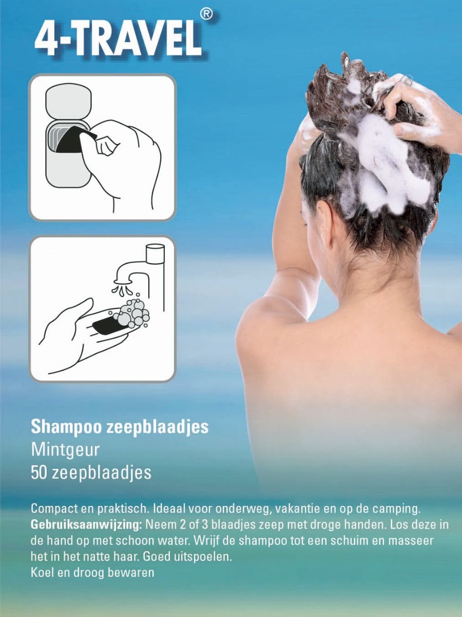 4-Travel Zeepblaadjes Shampoo Hygiëne - Reisartikelen-nl