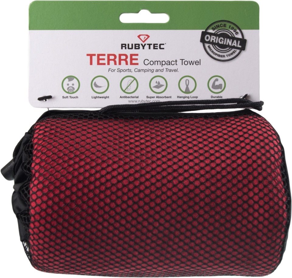 Rubytec Terre compact towel Rood XL Sneldrogende handdoeken - Reisartikelen-nl