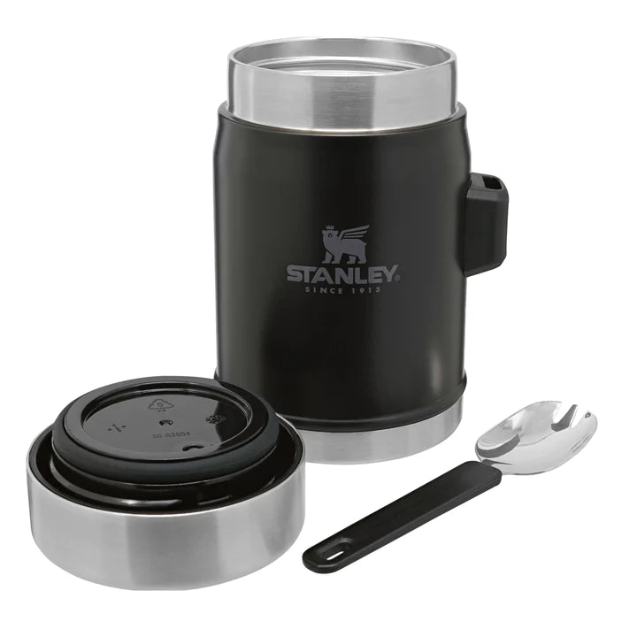 Stanley The Legendary Food Jar en Spork - 400ml - Matte Black Thermosfles - Reisartikelen-nl