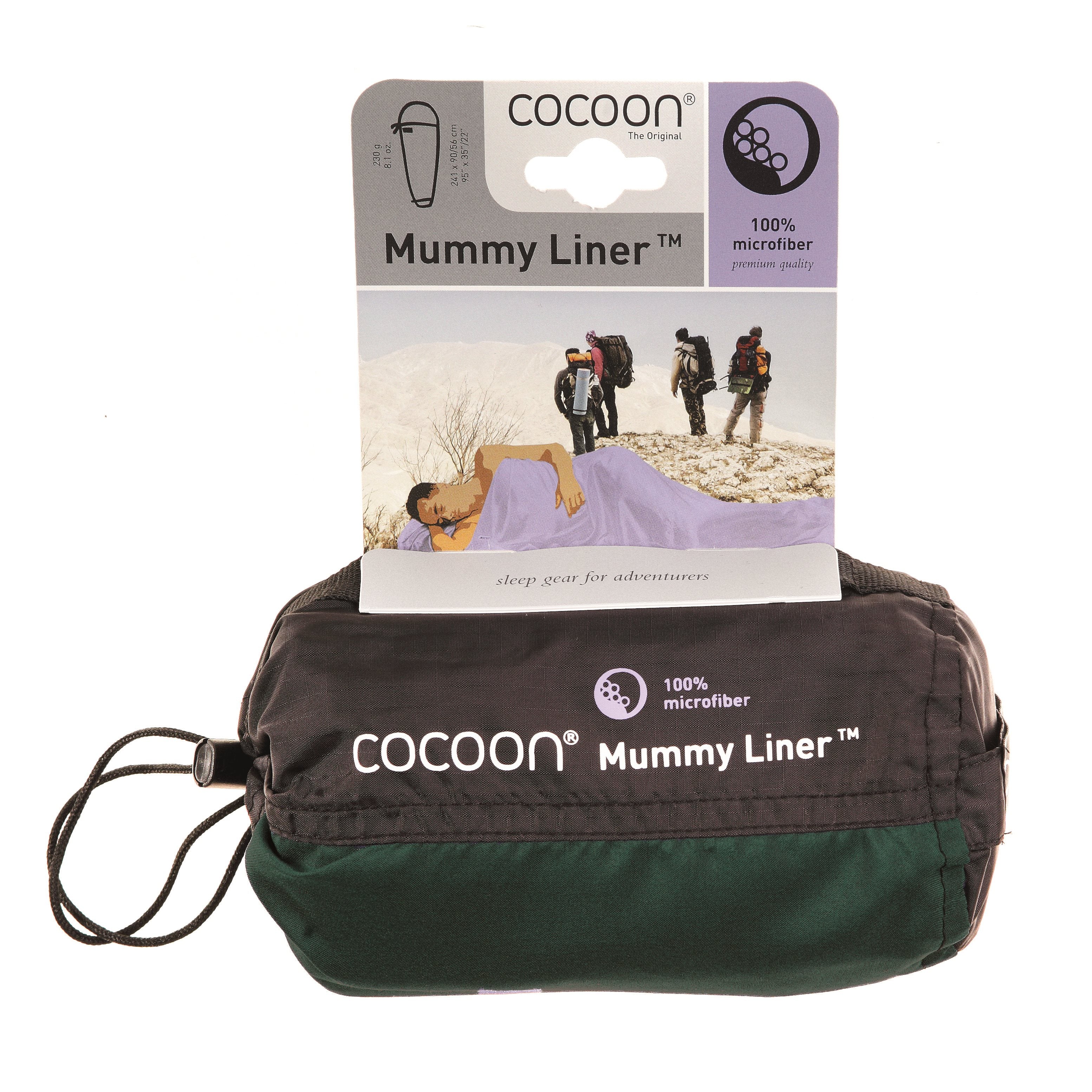 Cocoon Mummyliner 100% Microfiber - Moss green Lakenzak - Reisartikelen-nl