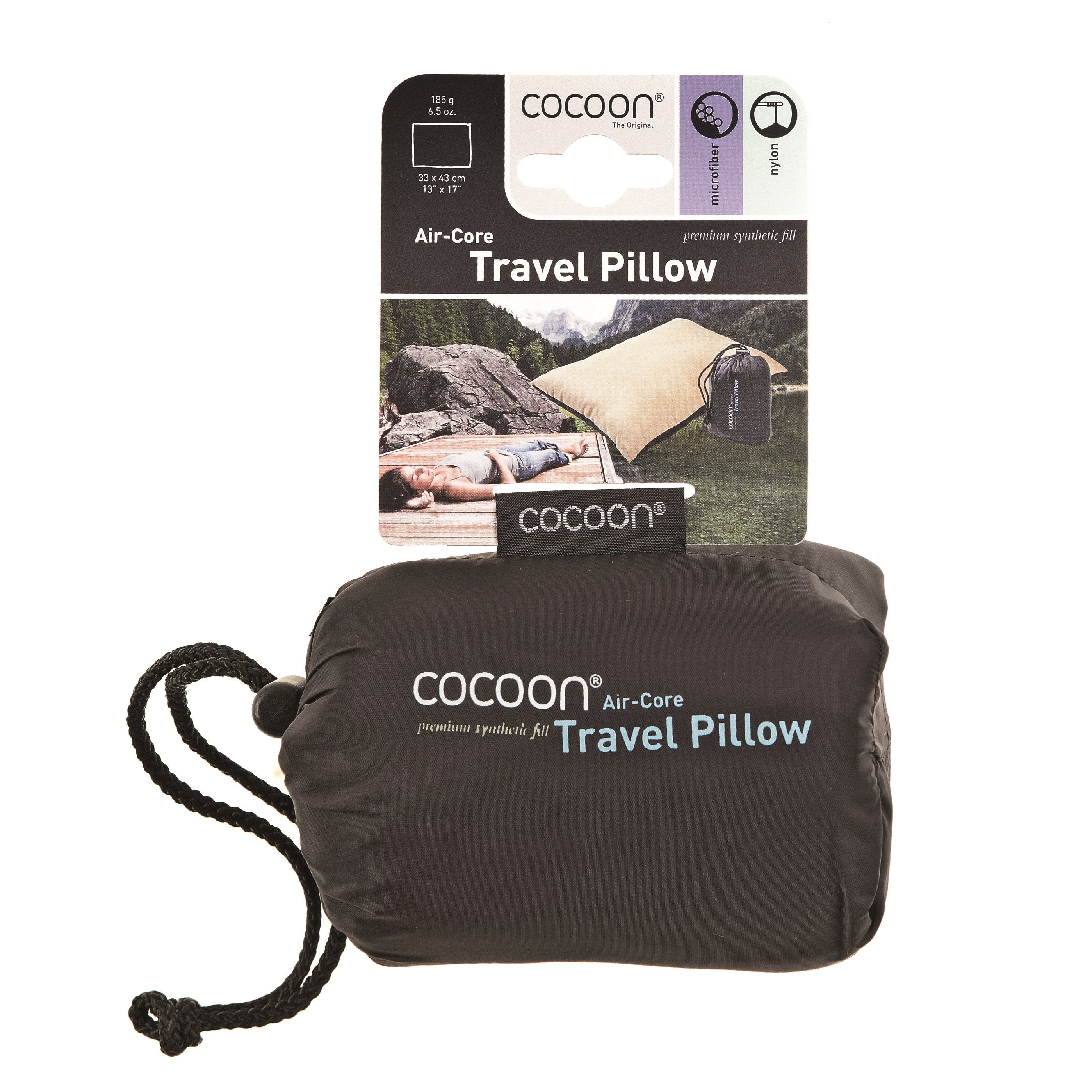 Cocoon Air Core Pillow - Charcoal/Smoke Grey Reiskussen - Reisartikelen-nl