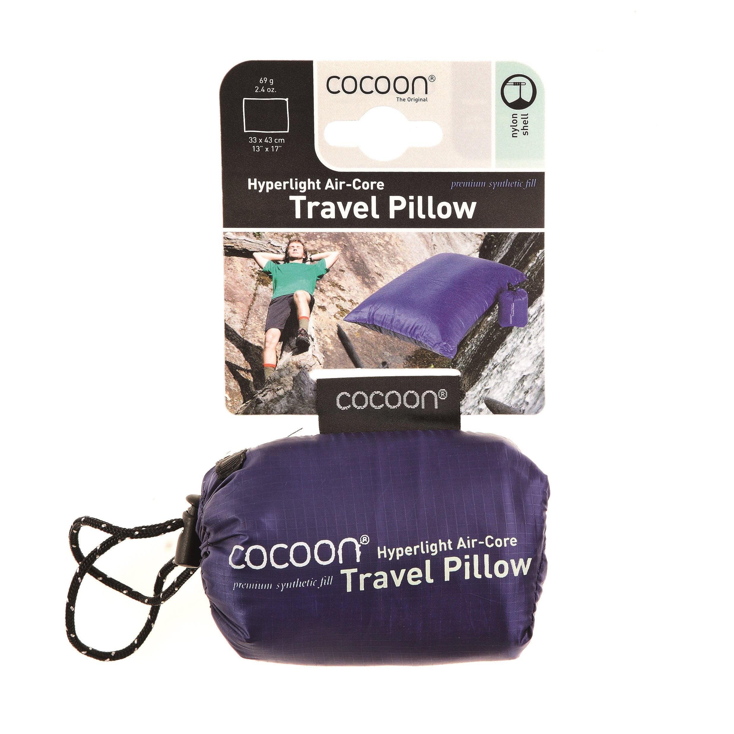 Cocoon Air Core Pillow - Hyperlight - Black/Dark blue Reiskussen - Reisartikelen-nl