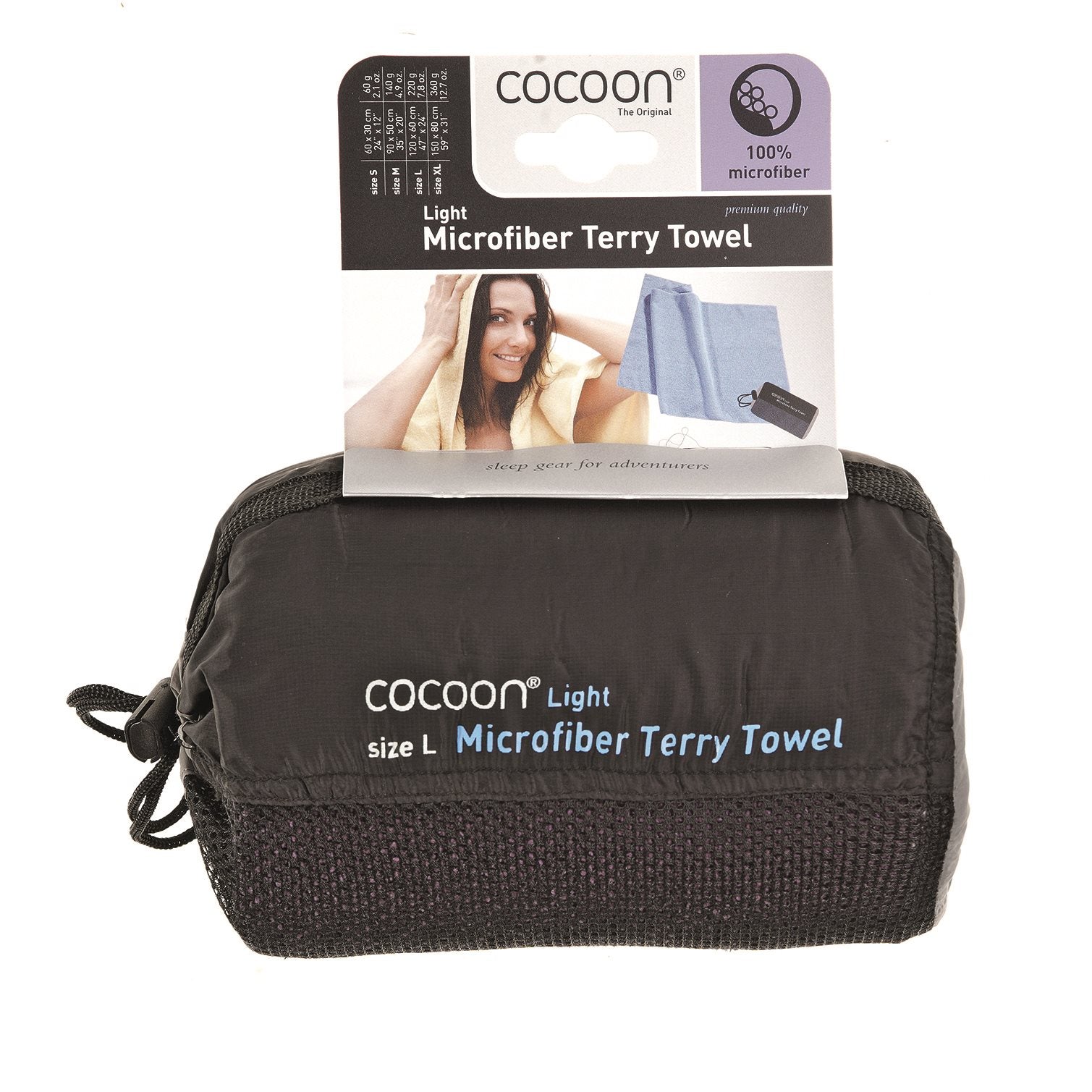 Cocoon Terry Towel Light - Large -  Dolphin blue Sneldrogende handdoeken - Reisartikelen-nl