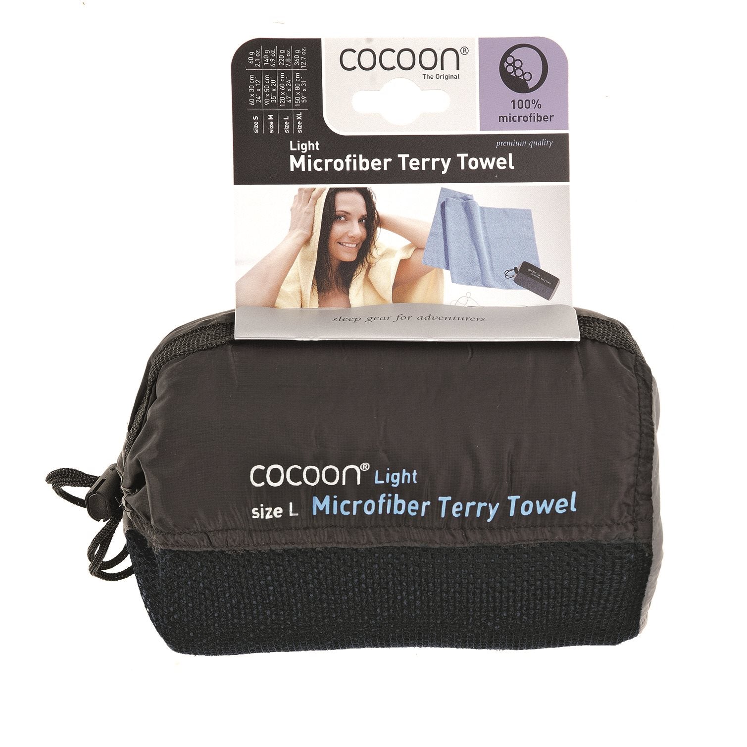 Cocoon Terry Towel Light - Large -  Koala grey Sneldrogende handdoeken - Reisartikelen-nl
