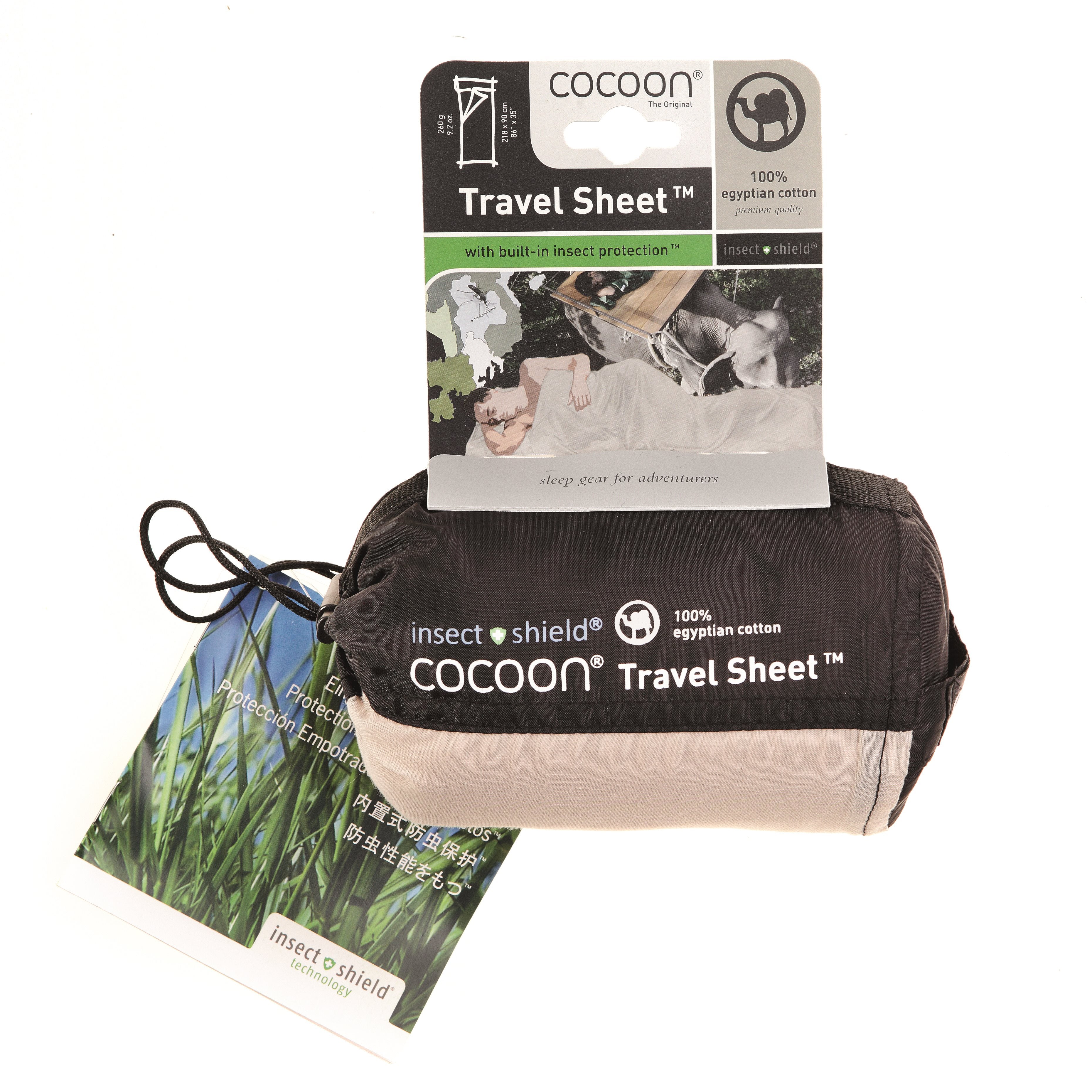 Cocoon Travelsheets Insectshield 100% Egyptisch katoen -  Sand Lakenzak - Reisartikelen-nl