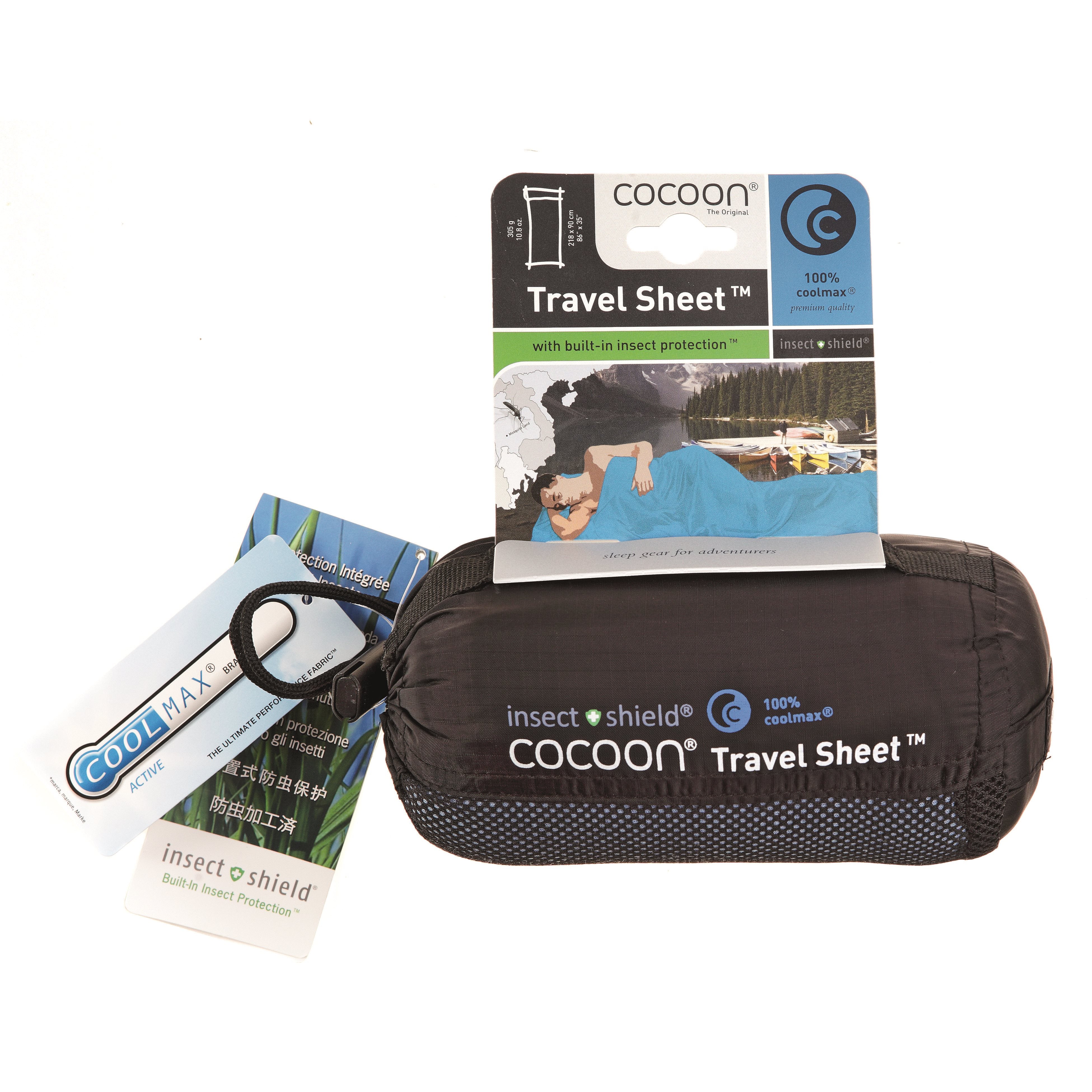 Cocoon Travelsheets Insectshield 100% Coolmax -  Ocean Lakenzak - Reisartikelen-nl