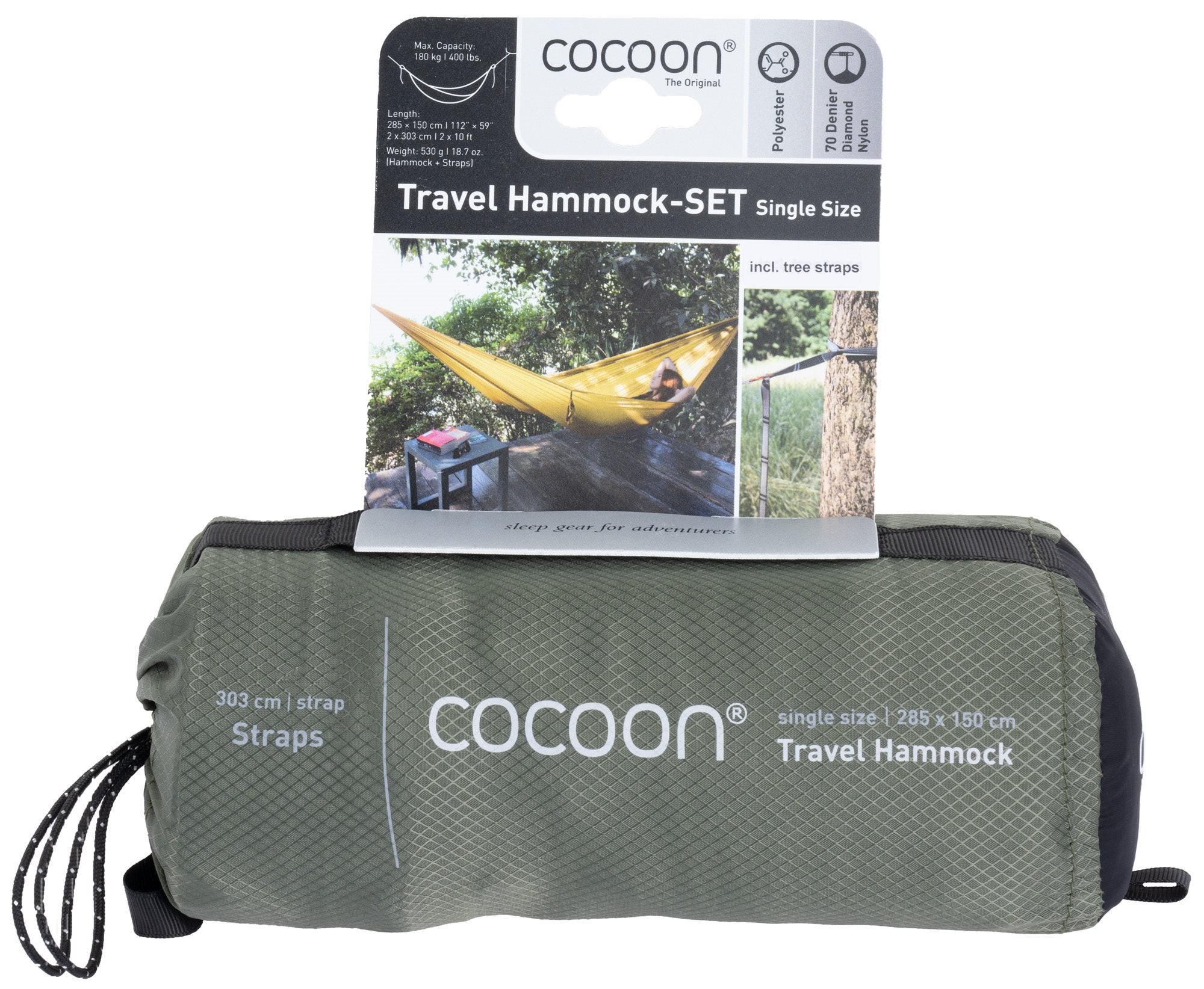 Cocoon Travel Hammock Set - Single - Cypress green Hangmat - Reisartikelen-nl