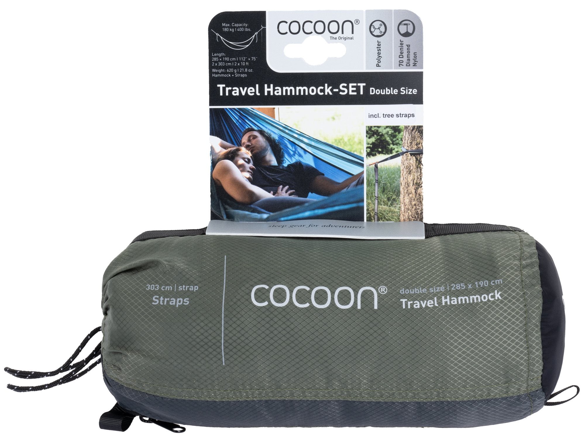 Cocoon Travel Hammock Set - Double - Cypress green Hangmat - Reisartikelen-nl